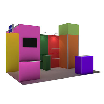 3x3 3x4 3x5 가지고 다닐 수 있는 무역은 부스 벽 모듈 차별주의자 패브릭 시스템을 보여줍니다